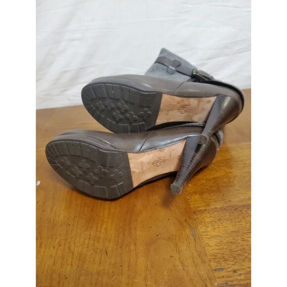 Cole Haan Nikeair Kennedy Stiletto Heel Brown Leather Gray Wool Boots Size 8 B - Picture 7 of 7